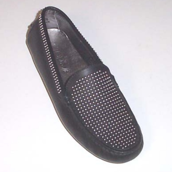 NEW TOD'S blk studded loafers Moccasin 36.5 - Picture 1 of 5